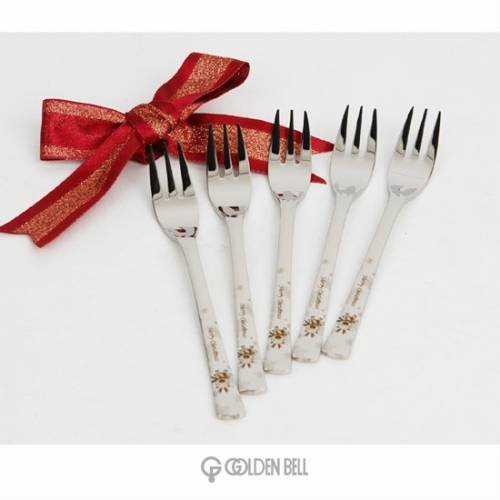 골든벨 크리스마스 디저트 포크 5P 세트_이미지