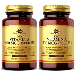 솔가 건조 비타민A 1500mcg (5000 IU) 100캡슐 (2개)_이미지