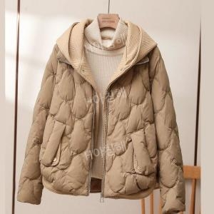 여성 후드 누빔 경량 숏 패딩 자켓 데일리 웰론 패딩 점퍼