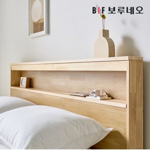 BIF보루네오 뉴키Po 3서랍 고무나무 원목 수납 LED침대 SS (매트별도)_이미지