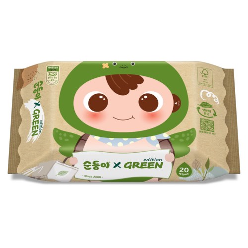 수오미 순둥이 그린에디션 물티슈 리필형 20매 (20팩)