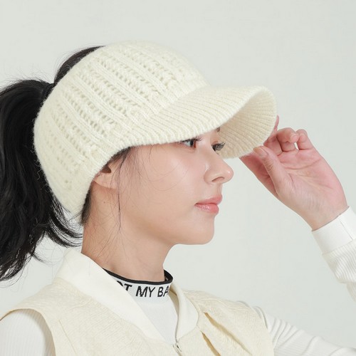 지니골프 오픈형 겨울 니트 털 썬캡_이미지