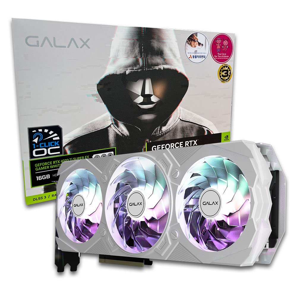갤럭시 GALAX 지포스 RTX 4070 Ti SUPER EX GAMER WHITE OC V2 D6X 16GB