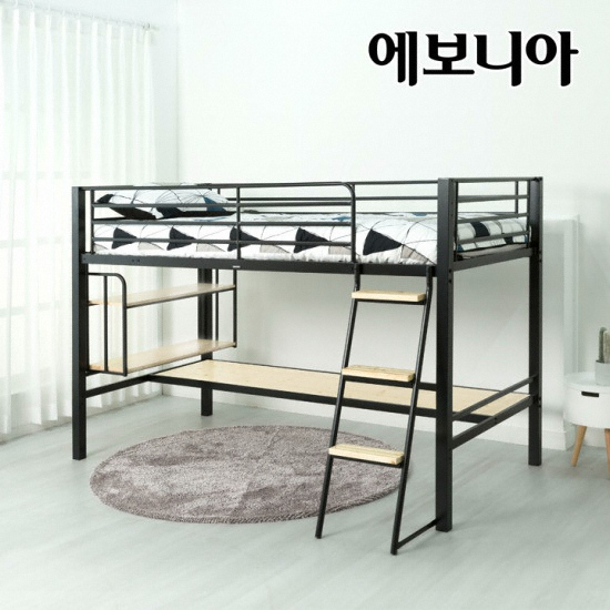 에보니아 럭키 대 책상형 좌식 철재 벙커침대 세트 S (매트별도)_이미지