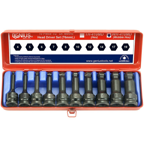지니어스 1/2 임팩트 육각비트 소켓세트 볼포인트 WH-410MD (10pcs)