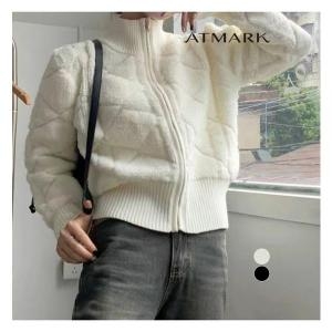 앳마크 숏다이아패턴플리스점퍼_AA49JP004G