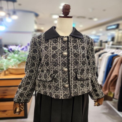 스테파니 세이브존01 울 카라 트위드 자켓 A26JK6114_이미지