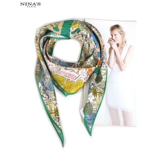 유럽피안패턴 마름모실키스카프 N5S012