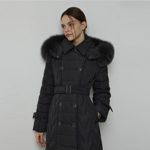 잇미샤 여성 퍼 트리밍 벨티드 구스 롱 다운 ITPBWPD360_이미지