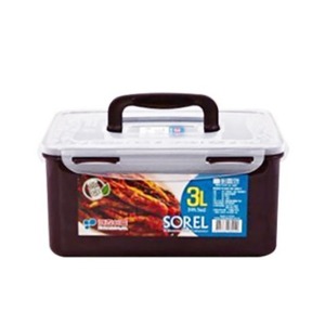키친아트 소렐 밀폐용기 핸디형 직사각 3L 반찬통 김치통