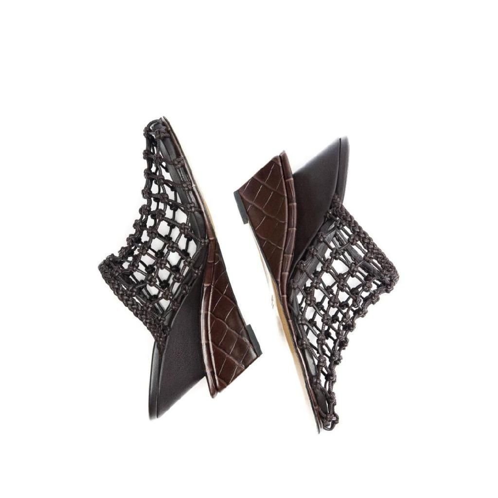 웨지 힐 뮬 Braided design 오픈 toe 251FO1654301880 T