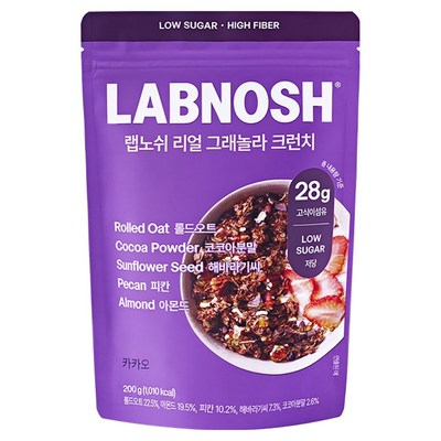 랩노쉬 리얼 저당 그래놀라 크런치 카카오 200g (1개)_이미지