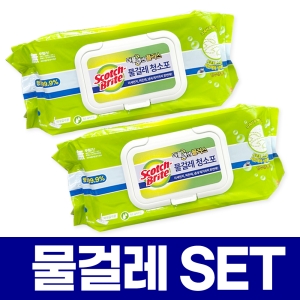 3M 스카치브라이트 물걸레 청소포 20매 2개 대형 청소용 물티슈