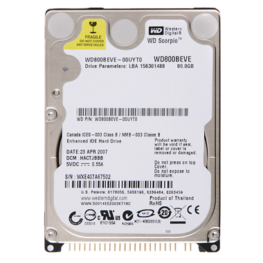Western Digital WD Scorpio Blue EIDE/5400/8M/노트북용/해외구매 (WD800BEVE, 80GB)