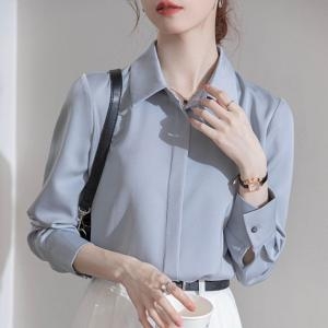 샤틴 피도눈물도없는 남방 127-000083여성셔츠 그레이 회색 카라 하객 솔리드 캐주얼 정장 여자 화이트