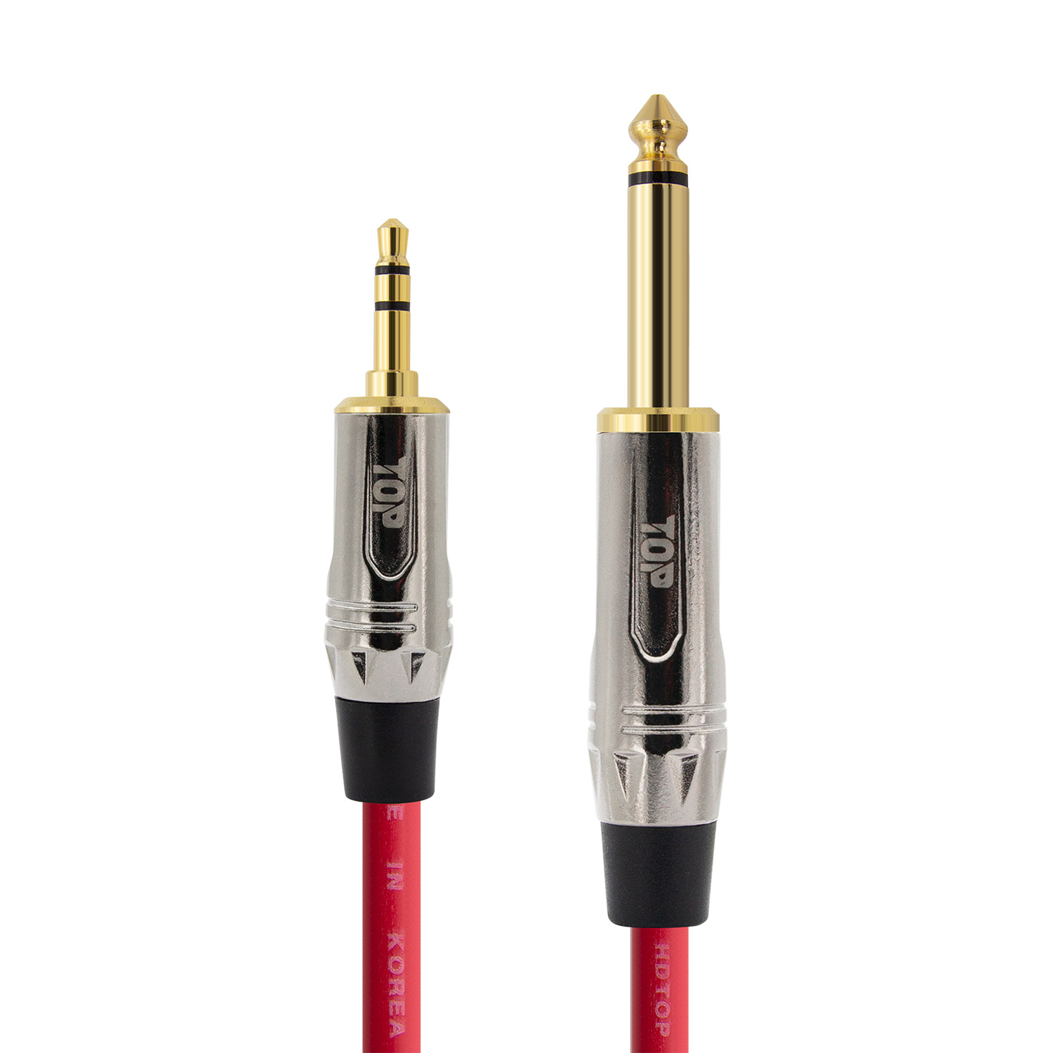 탑라인에이치디 HDTOP 메탈 3.5스테레오 to 5.5모노 케이블 레드 (5m, HT-TP4206)_이미지