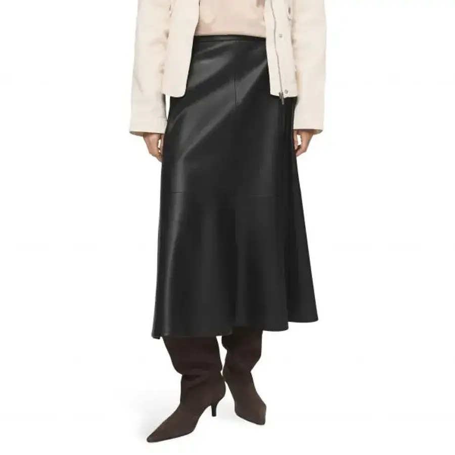 망고 파리 가짜 가죽 A라인 미디 스커트 7564041