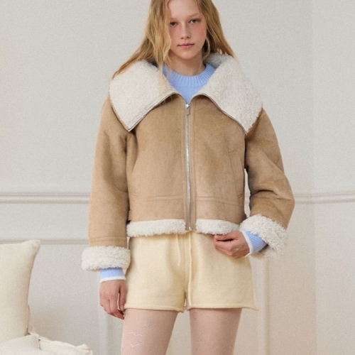 BLUE LABEL 빅 카라 페이크 무스탕 자켓 ER4OMZ01