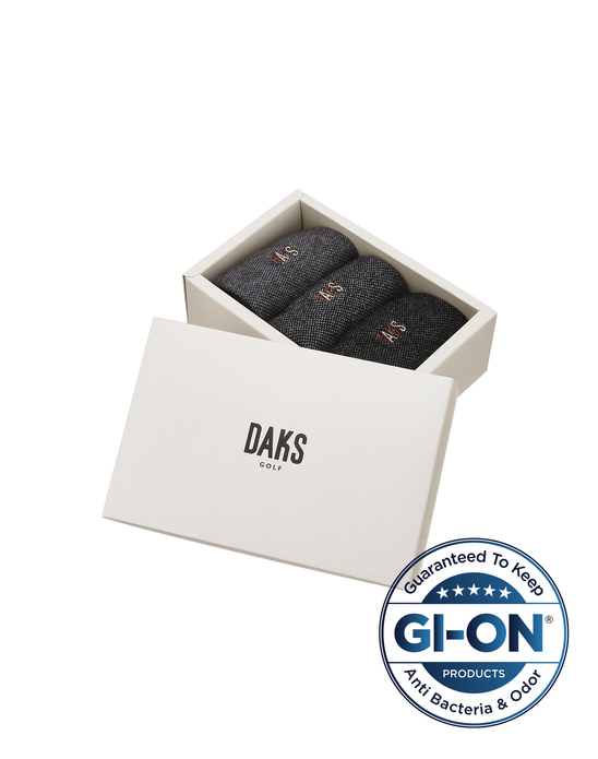 닥스 블랙 로고자수 면혼방 중목양말 3종 세트 DGSS6F902BK