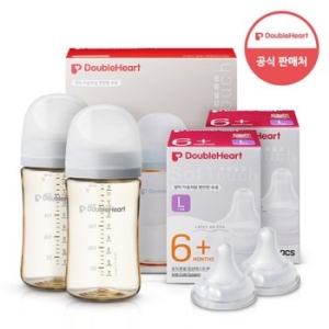 더블하트 모유실감 3세대 PPSU 새벽그레이 240ml (젖병 2개 + 젖꼭지 2개)