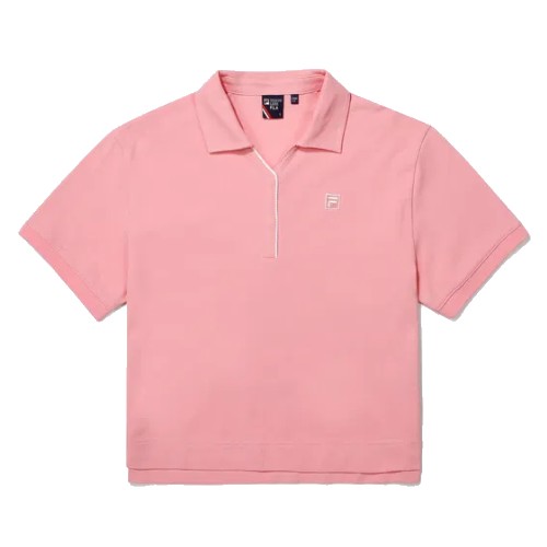 휠라 면혼방 피케 세미 크롭 카라티 FS2TSG2362F (BPI, 브라이트핑크)