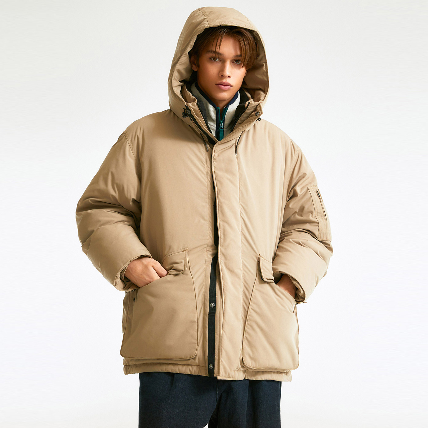 이랜드 후아유 노사시 후드 다운 자켓 WHJDD4V31M_이미지