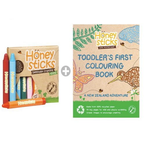허니스틱 비즈왁스 크레용 씬 + 컬러링북 (8색)_이미지