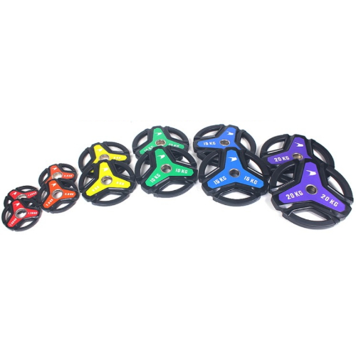 포스스포츠 3구핸들 우레탄 중량 원판 (15kg, 2개)_이미지
