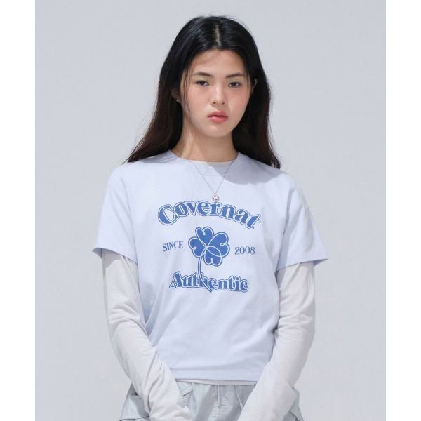 커버낫 COVERNAT WOMAN 우먼 아치 클로버하트 티셔츠 Light Blue CO2402ST88LB 553858