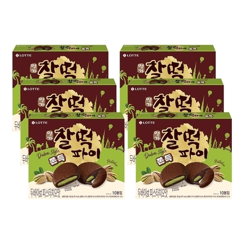 롯데제과 두쫀쿠 찰떡파이 피스타치오맛 300g (6개)_이미지