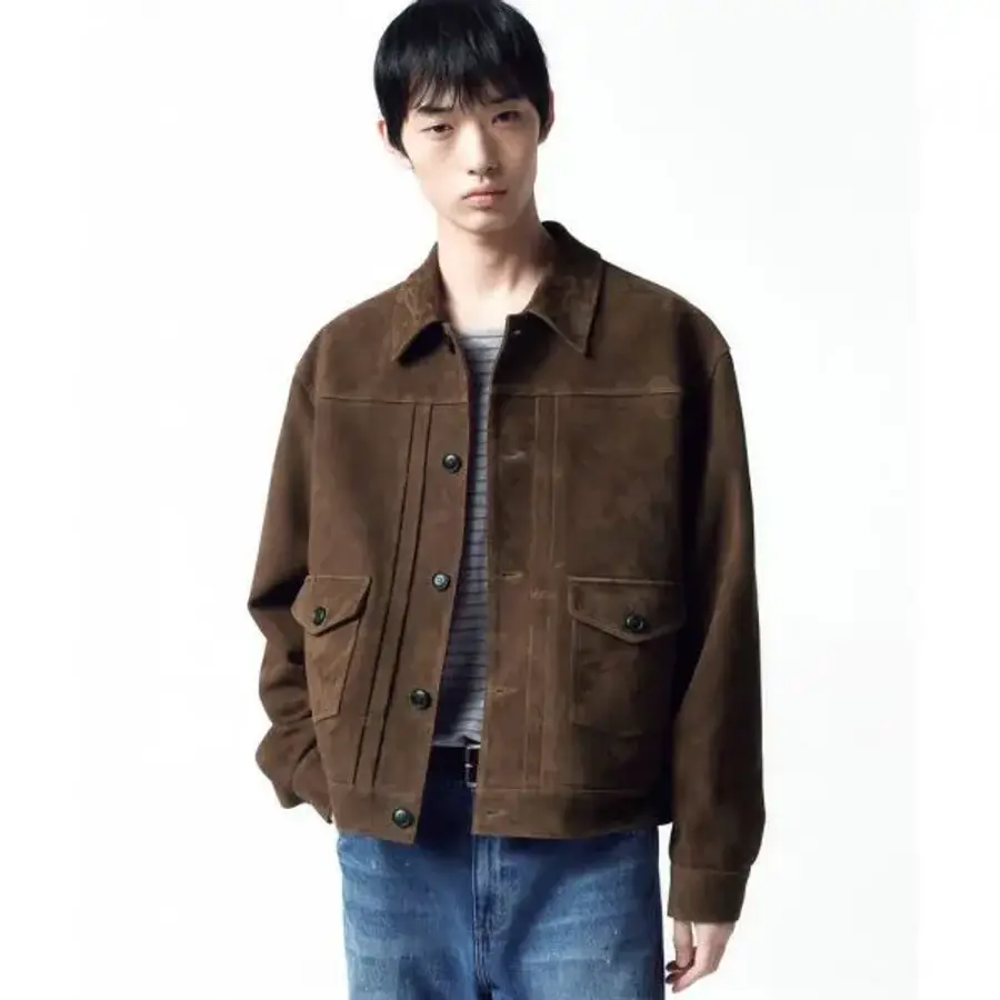 인사일런스 INSILENCE 고트 스웨이드 진 자켓 DARK BROWN IM2F2JK23DR 158599_이미지