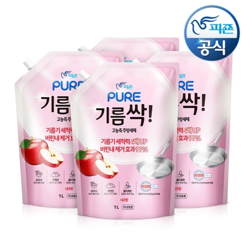 퓨어 기름싹 사과향 리필 1L (4개)_이미지