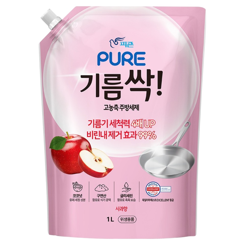 피죤 퓨어 기름싹 사과향 리필 1L