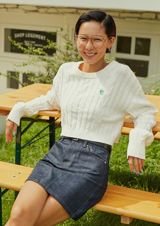 플래시드웨이브 플랙 여성 케이블 크롭 니트 PWTH1NTL67W