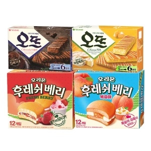 오리온 오뜨 치즈+쇼콜라+후레쉬베리+복숭아 총4개_이미지