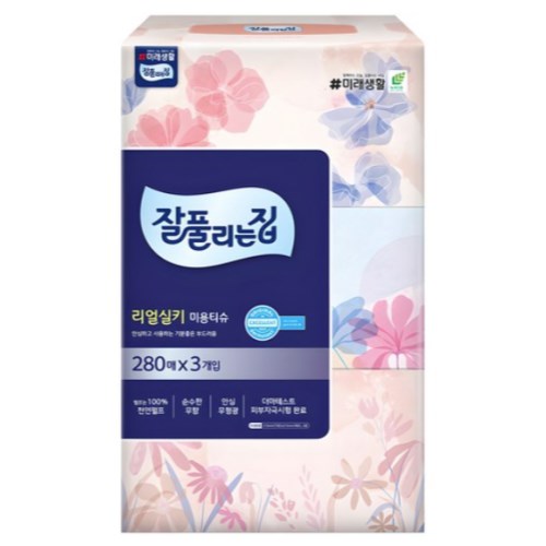 잘풀리는집 리얼실키 미용티슈 280매 (3입) (5팩(15입))_이미지