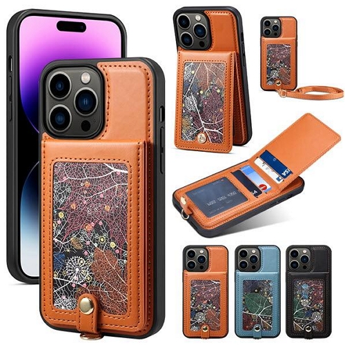 수나르 아이폰15 플러스 더블 스트랩 카드 수납 지갑 가죽 케이스