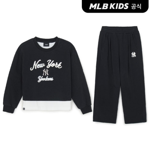 MLB키즈 스포티브 애슬레저 레이어드 맨투맨세트 여아 NY Black 7FS2A0261-50BKS_이미지