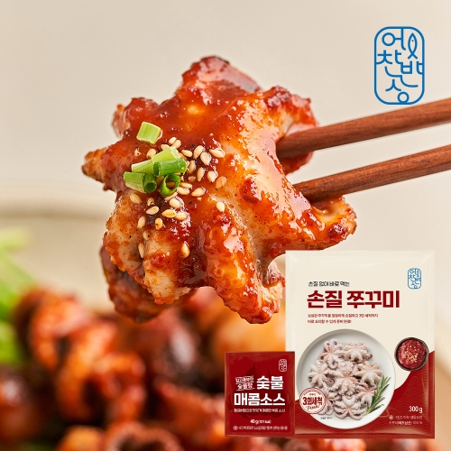 어찬반상 자연산 손질 통 쭈꾸미 100마리+숯불매콤소스 5팩 3kg [1개]