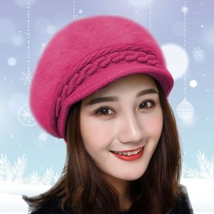 앙고라 앙고라 패션겨울모자 여성털모자 방한 따뜻한 니트캡_이미지