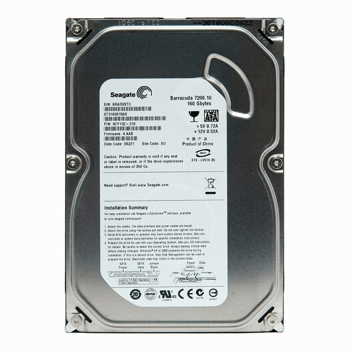Seagate BarraCuda 7200.10 SATA2 /7200/8M/슬림 (ST3160815AS, 160GB)
