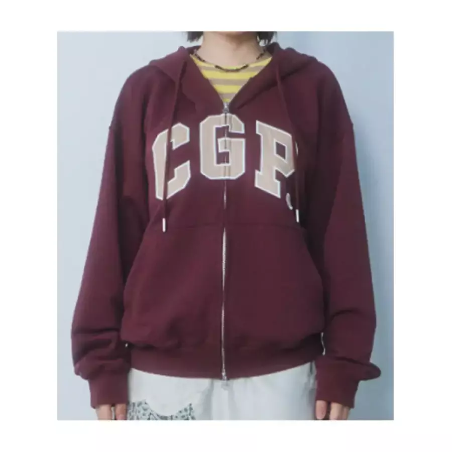 코드그라피 CGP 아치 로고 후드 집업-버건디 CBFUF0211BG
