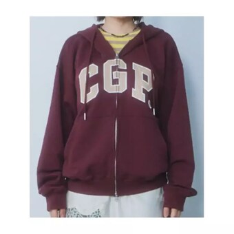 코드그라피 CGP 아치 로고 후드 집업-버건디 CBFUF0211BG