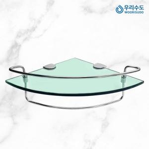 우리수도 욕실 강화유리 2단 코너선반 욕실선반_이미지