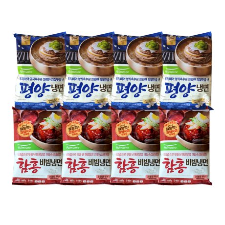 풀무원 평양 물냉면 2인 846g x 4개 + 함흥 비빔냉면 460g x 4개