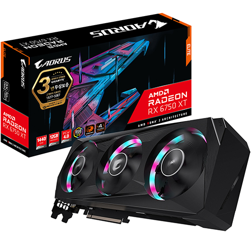 GIGABYTE AORUS 라데온 RX 6750 XT ELITE D6 12GB 제이씨현