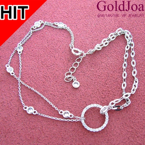 세련된 2+2 2줄 큐빅 실버발찌  51941f  여성발찌