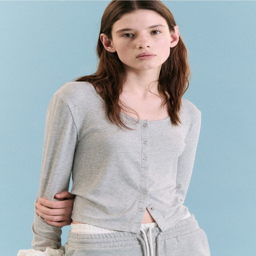 �ζ�ζ� NUBASIC U-NECK CARDIGAN GRAY CD25112