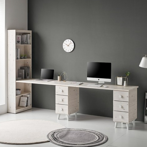 이즈 줄리아 트윈 책장형 더블서랍 책상