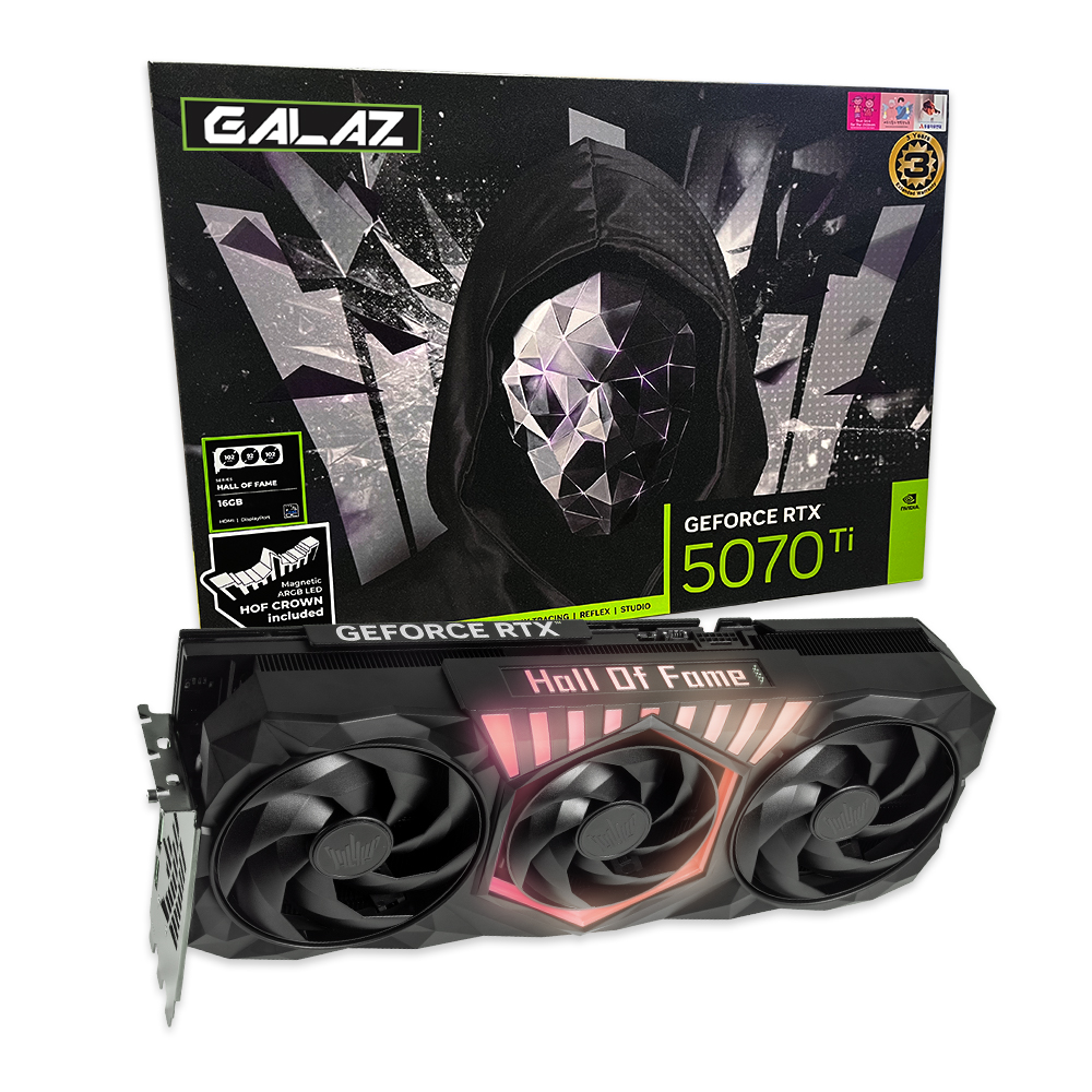 갤럭시 GALAZ 지포스 RTX 5070 Ti HOF GAMING BLACK D7 16GB_이미지